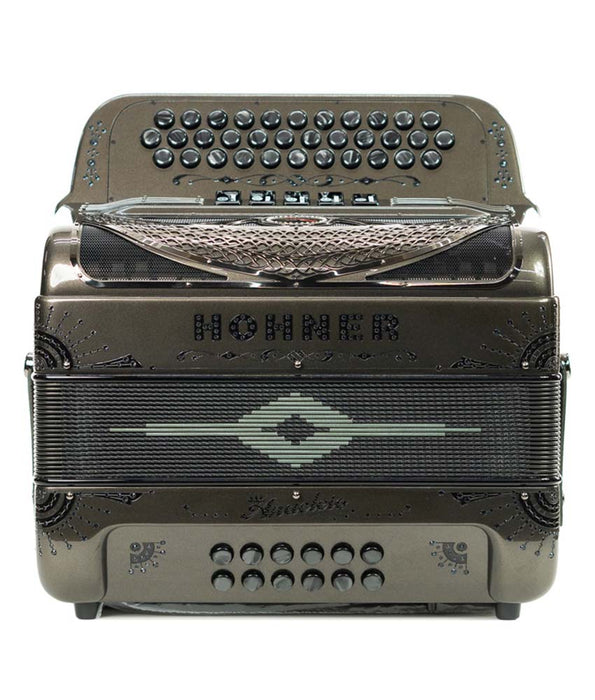 Hohner Anacleto Norteno Two Tone Compact FBE/GCF Accordion - Gun Metal Gray Metallic