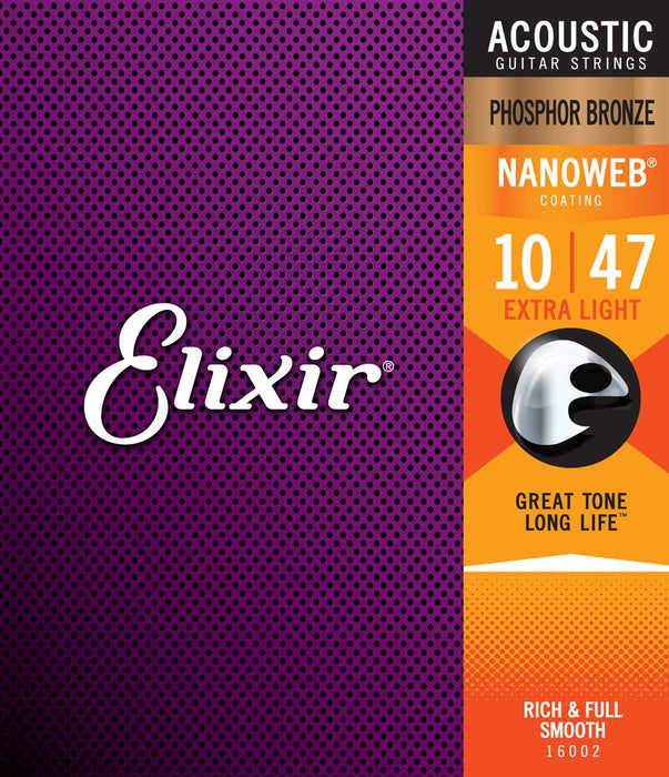 Elixir 16002 Nanoweb Phosphor Bronze Extra Light Acoustic Strings