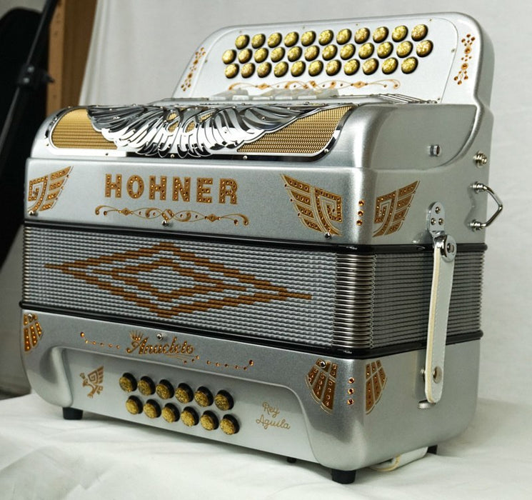 Hohner Anacleto Rey Aguila 5 Switch GCF Silver Chrome Accordion | New