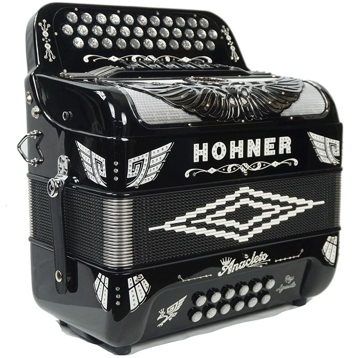 Hohner Anacleto Rey Aguila Two Tone FBE/GCF Compact Accordion Black w/Binci Reeds