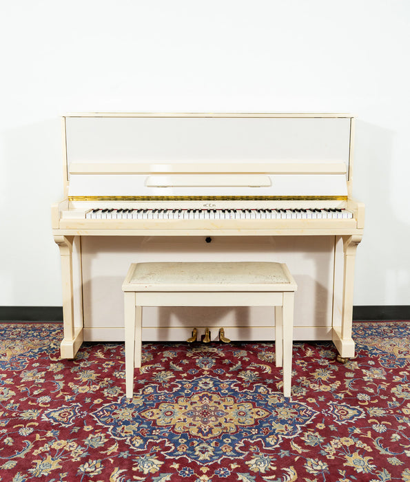 Carl Ebel Studio Upright Piano | Polished White/Ivory | SN: 45194 | Used