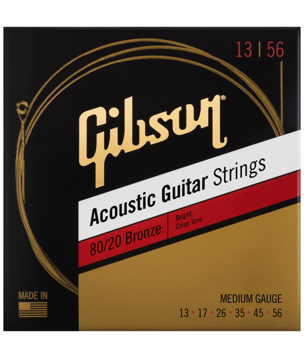 Gibson 80/20 Bronze Acoustic Guitar Strings -.013-.056 Medium