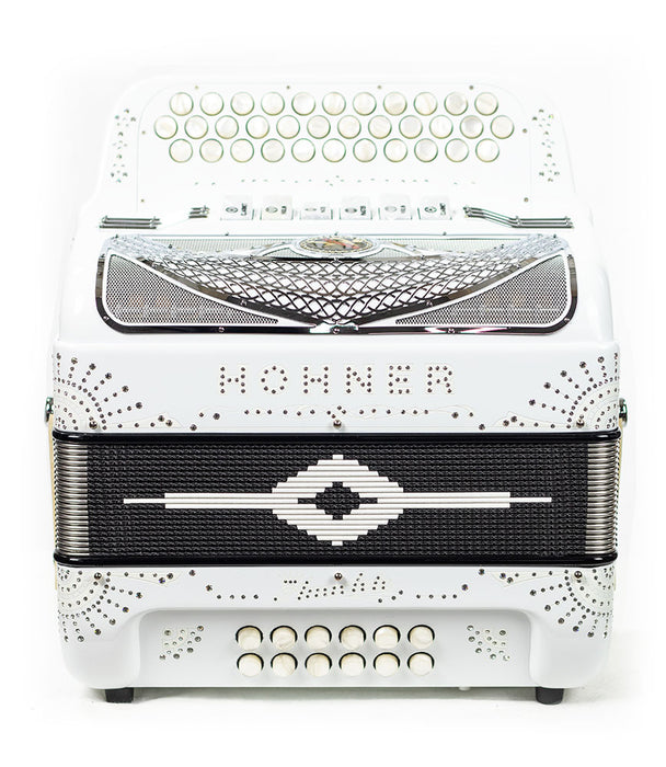 Hohner Anacleto Norteno Two Tone Compact FBE/EAD Accordion - White/Chrome