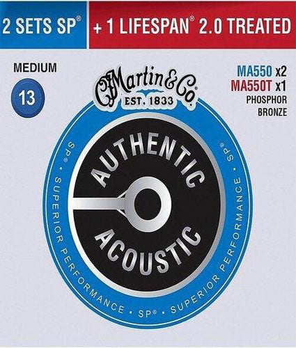 Martin Authentic Acoustic Value Pack Phosphor Bronze Medium Guitar Strings