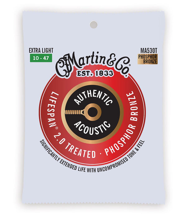 Martin Authentic Acoustic MA530T Treated Phosphor Bronze 98/2, Extra Light 10-47 Guitar Strings