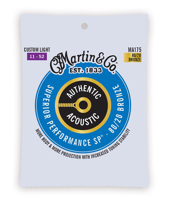 Martin MA175 Authentic Acoustic SP 11-52 Custom Light 80/20 Guitar Strings