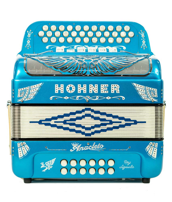 Hohner Anacleto Rey Aguila Two Tone FBbEb/GCF Compact Accordion - Blue Metallic