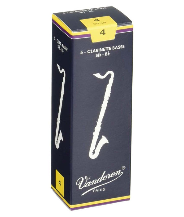 Vandoren CR1244 Bass Clarinet Reeds, 4 Strength - 5 Pack