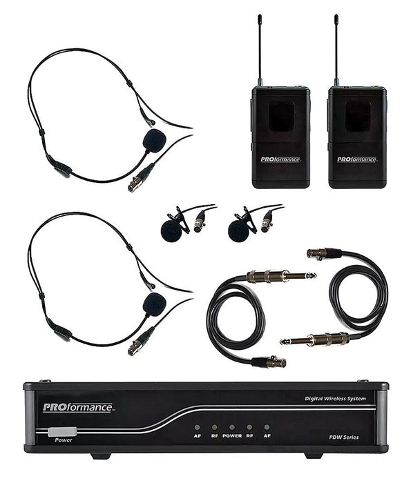PROformance UHF Digital Wireless w/ Bodypacks, Lavalier Mics, Headsets and Guitar Cables