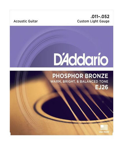 D'addario EJ26 Phosphor Bronze Custom Light 11-52