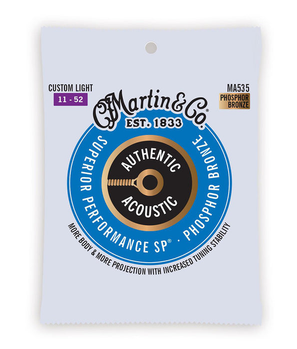 Martin MA535 Custom Light 11-52 Phosphor Bronze Guitar Strings Value Bundle (3 pack)