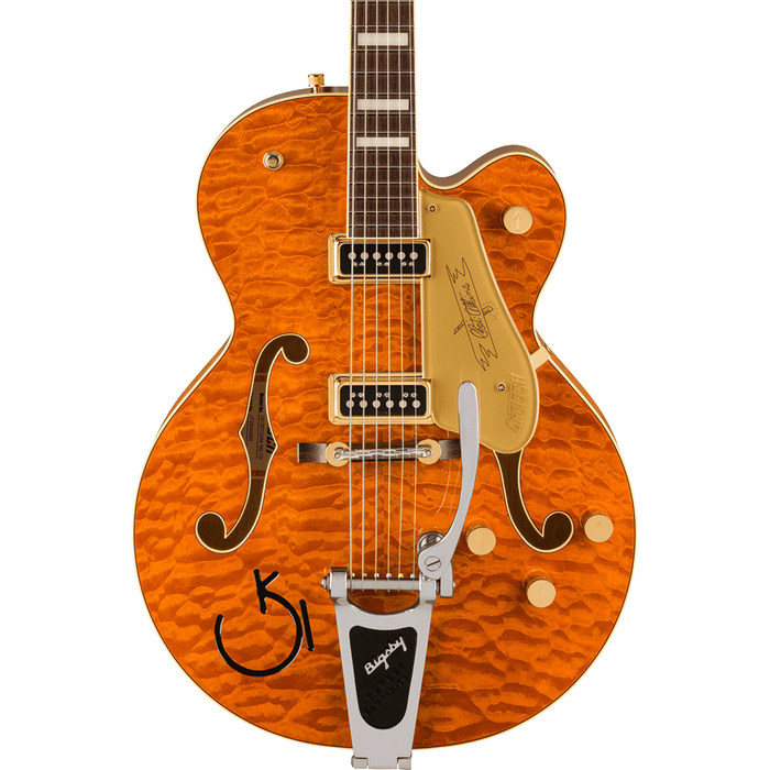 Grestch G6120TGQM-56 Limited Edition Quilt Classic Chet Atkins Hollow Body with Bigsby - Roundup Orange