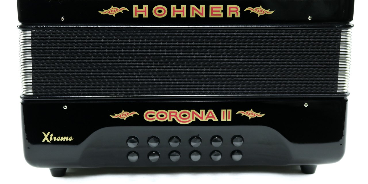Hohner Corona II Xtreme FBbEb Button Accordion - Black