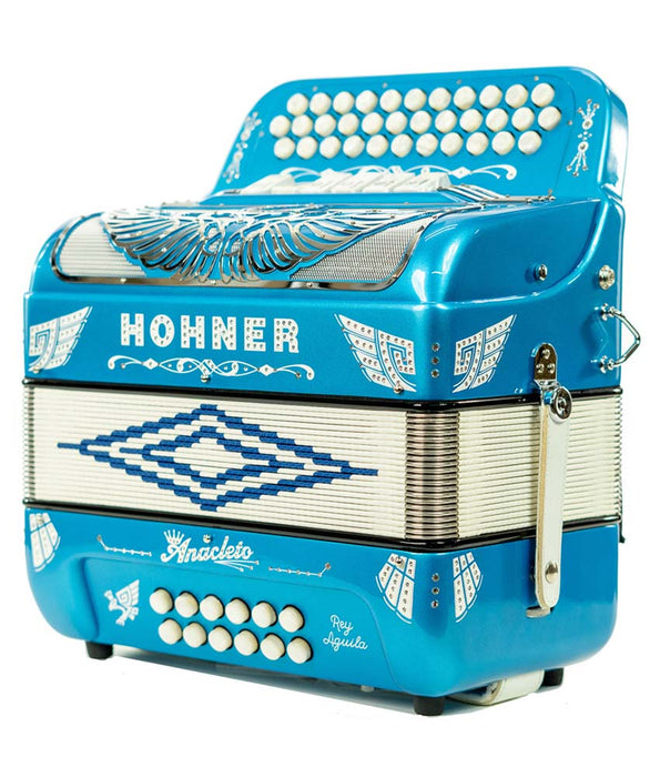 Hohner Anacleto Rey Aguila Two Tone FBE/GCF Compact Accordion - Blue Metallic