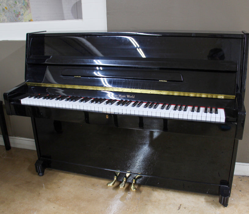 Pearl River UP108D1 Continental Upright Black Polished Ebony w/ Matching Bench