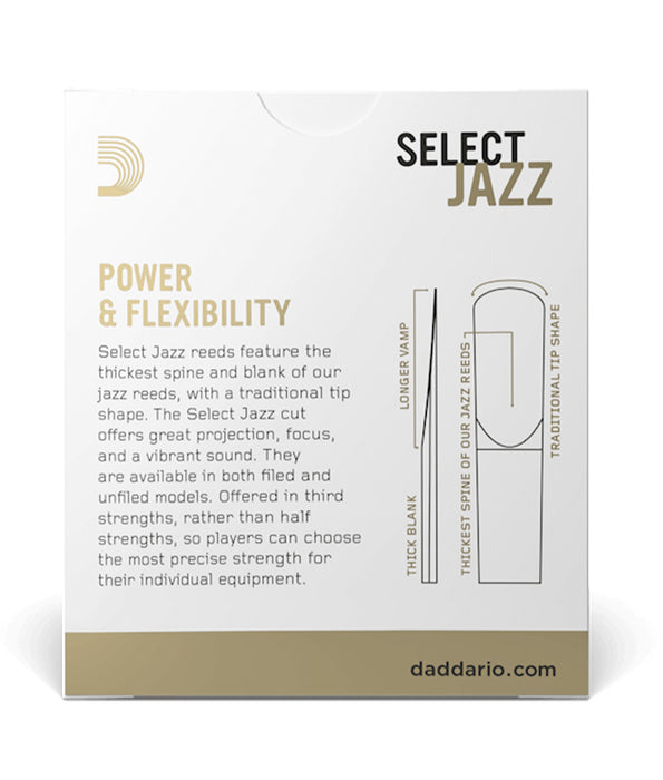 D'Addario Select Jazz Filed Alto Saxophone Reeds, Strength 3 Medium - 10-pack