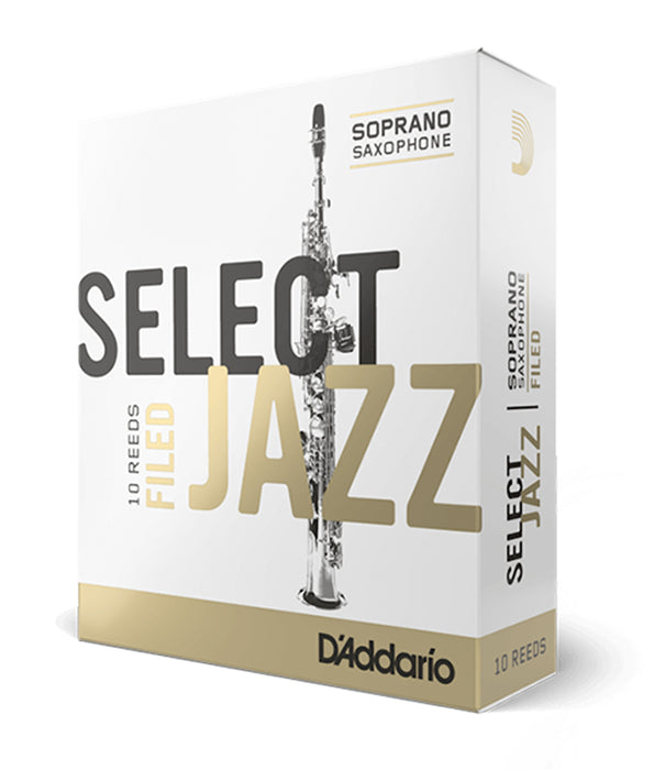 D'Addario Select Jazz Filed Soprano Saxophone Reeds, Strength 3 Medium -10-pack
