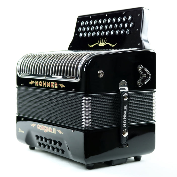 Hohner Corona II Xtreme FBbEb Button Accordion - Black