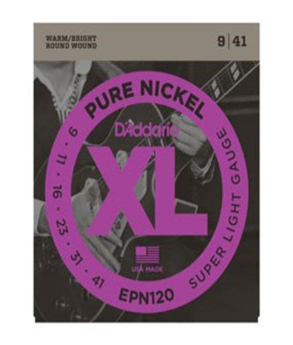 D'Addario EPN120 Pure Nickel, Super Light, 9-41 Electric Strings