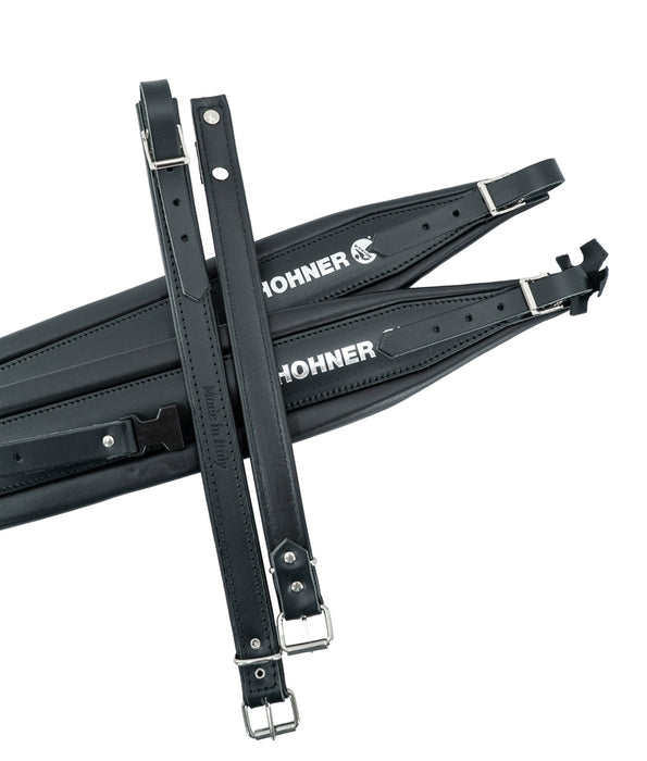 Hohner ACC22 Deluxe Italian Leather Accordion Straps - Black | New