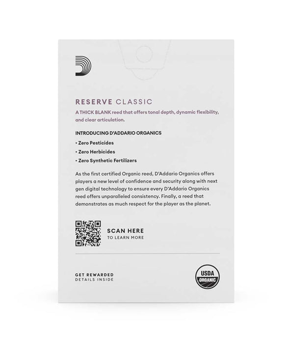 D'Addario Reserve Classic 3.5 Bb Clarinet Reeds - Box of 10
