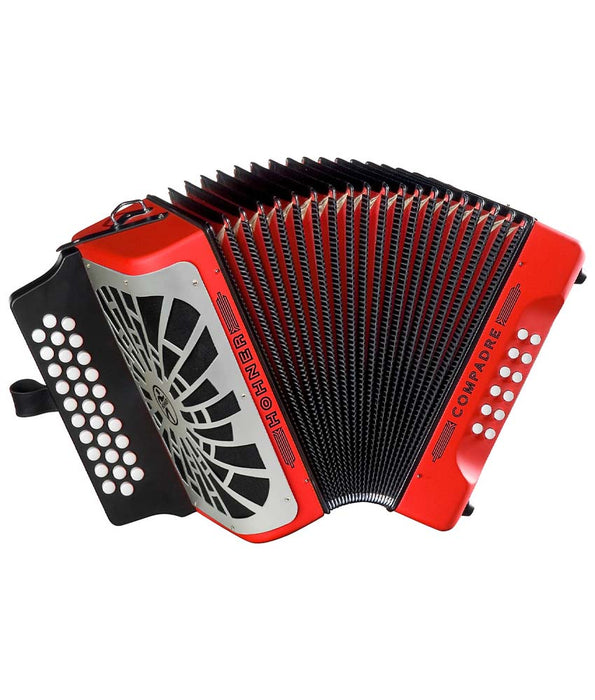 Hohner COGR Compadre GCF Accordion w/ Gig Bag and Strap - Red w/ Silver Grill