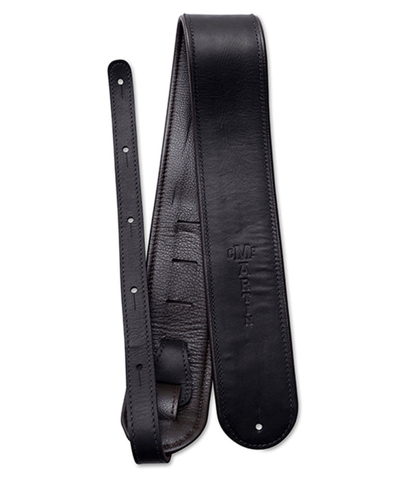 Martin Premium Rolled Guitar Leather Strap - Black | New