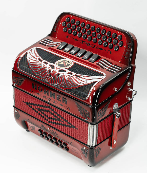 Hohner Anacleto Rey Aguila Two Tone Compact FBE/EAD Accordion - Ruby Red | New