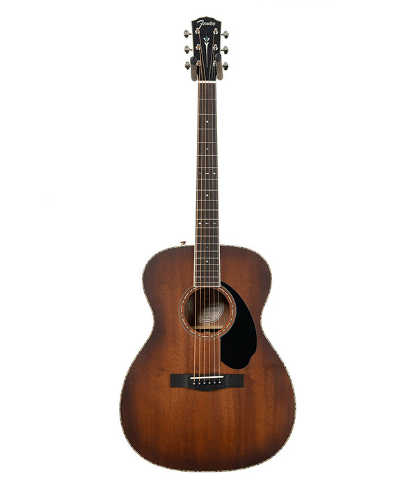 Pre-Owned Fender PO-220E Acoustic-Electric Guitar, Mahogany, Cognac Burst