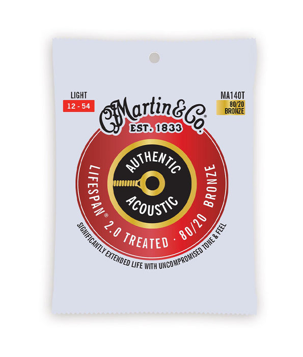 Martin MA140 Treated 12-54 Light 80/20 Bronze Acoustic Guitar Strings
