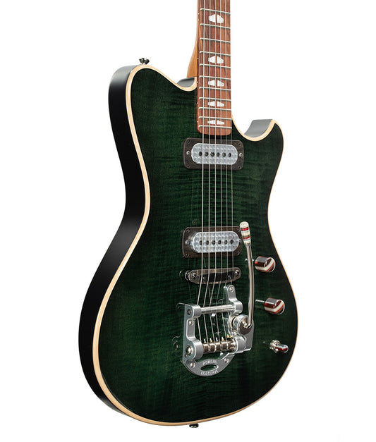 Powers Electric A-Type Select Flamed Maple, FF42 Pickups - Juniper Green