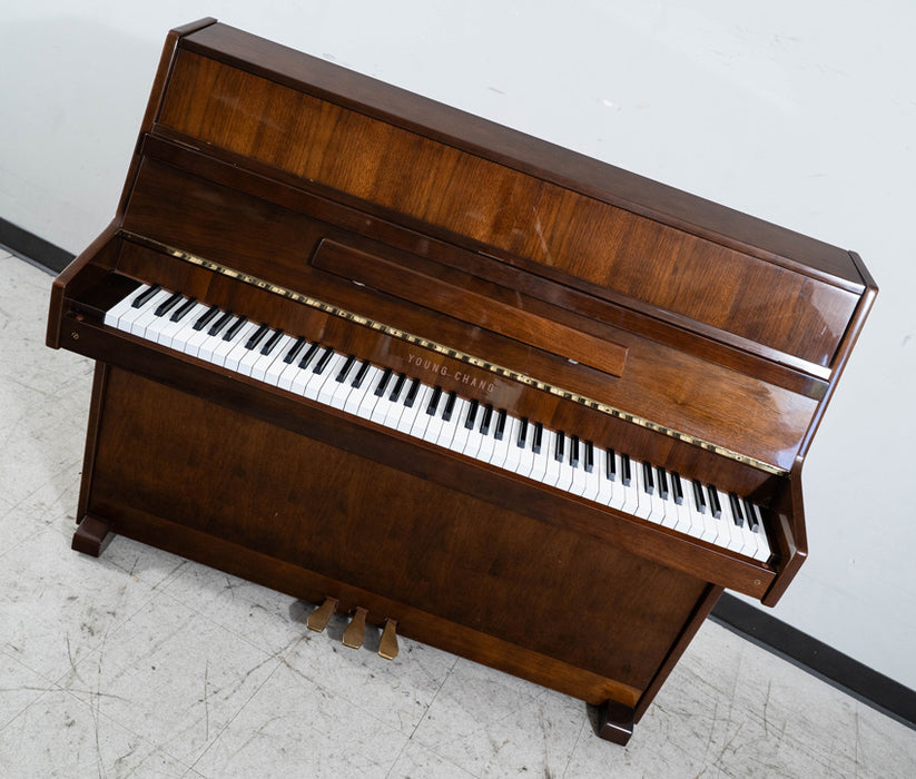 Young Chang E101 Upright Piano (1988)  | Polished Mahogany | Serial No. 1326717 | Used