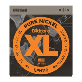 D'Addario EPN110 Pure Nickel, Regular Light, 10-45 Electric Strings