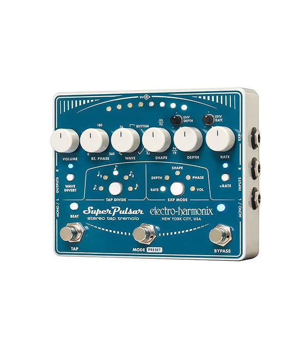 tremolo pedal with tap tempo Electro Harmonix Super Pulsar Stereo Tap Tremolo Pedal