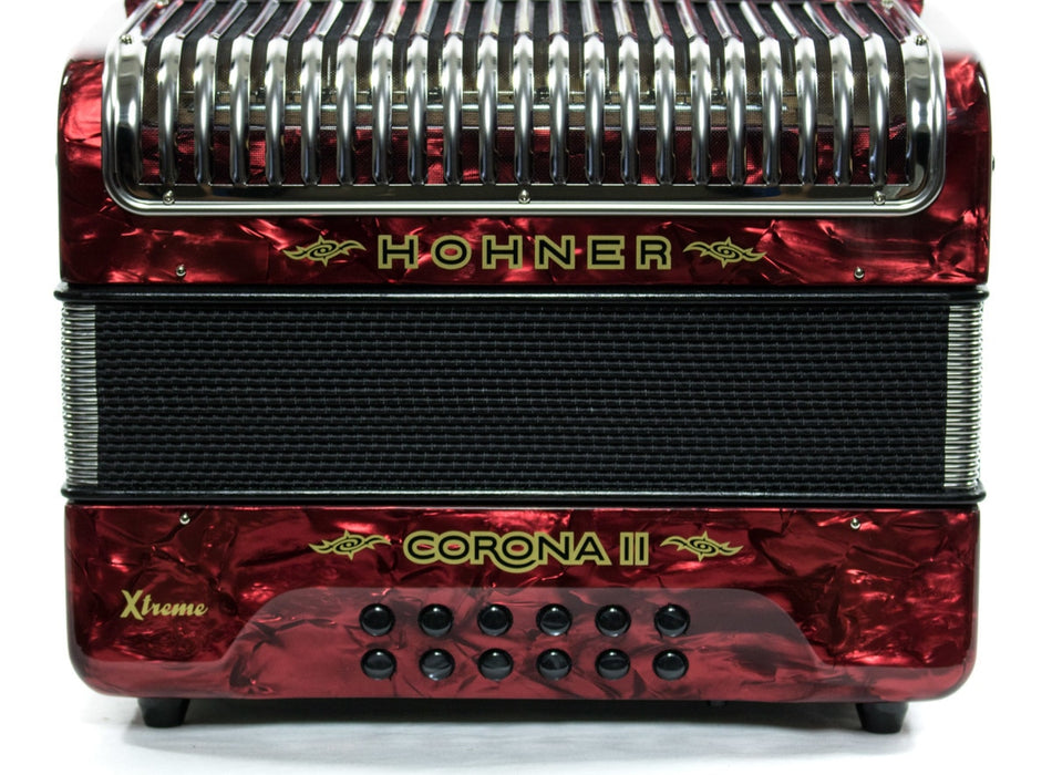 Hohner Corona II Xtreme GCF Button Accordion - Red