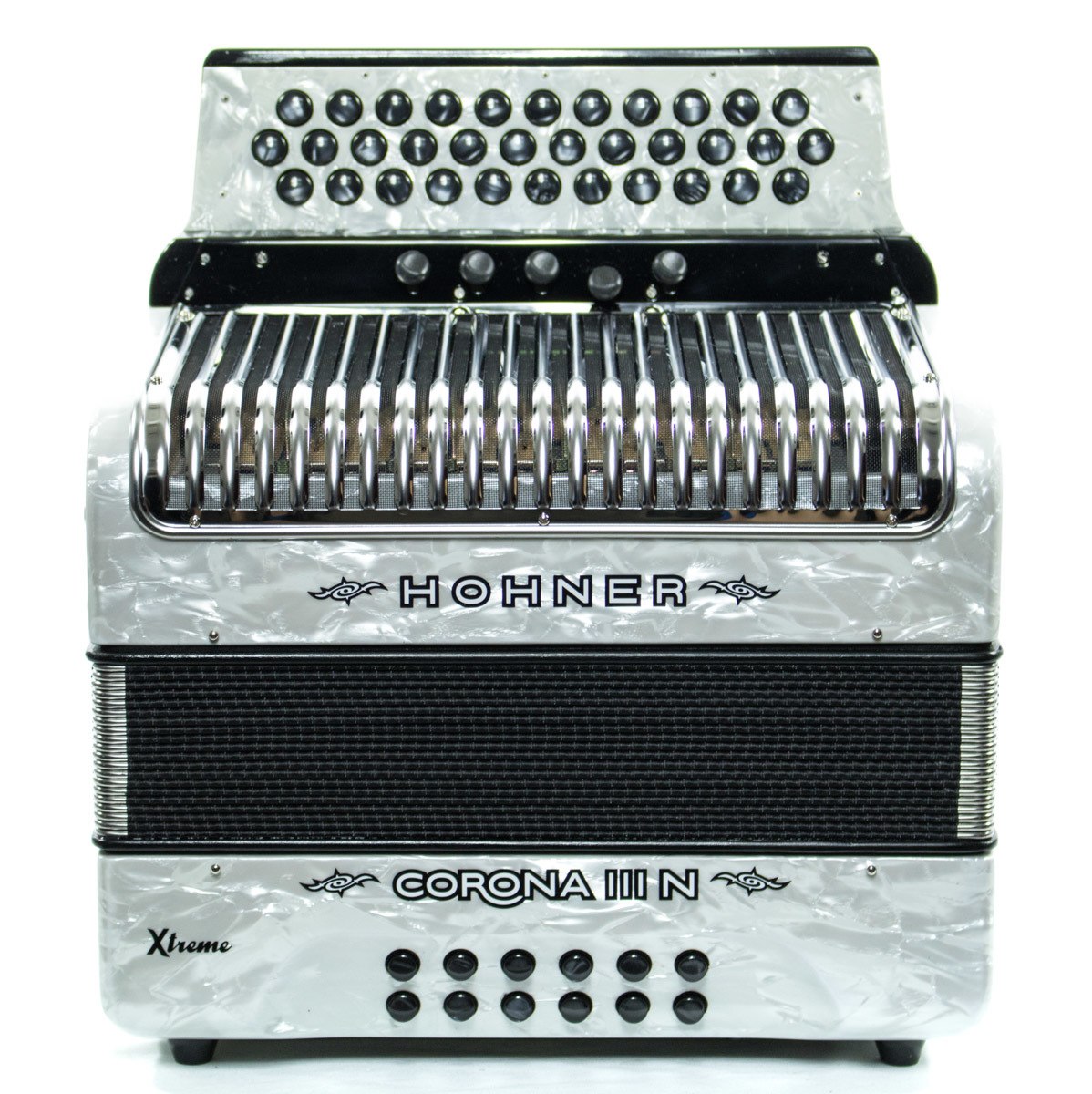 Hohner Corona III N Xtreme FBbEb Accordion - WhiteAlamo Music