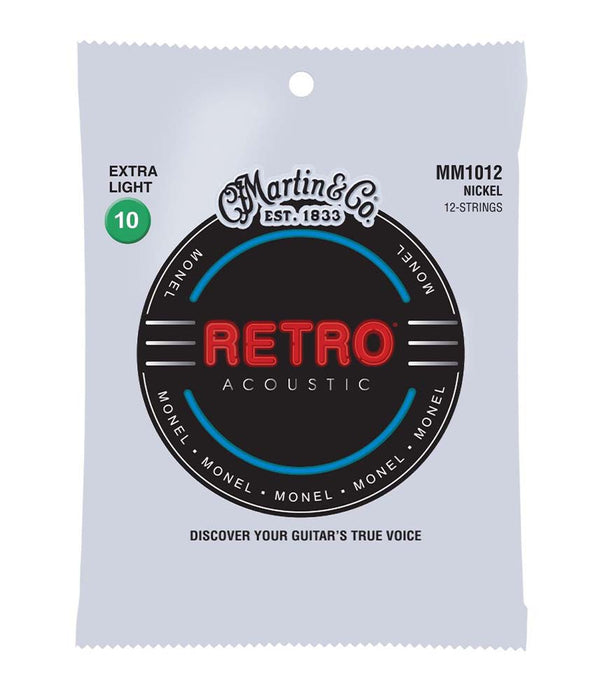 12 Panel String Martin MM1012 Retro 12-String, Extra Light, Monel Acoustic Guitar ...