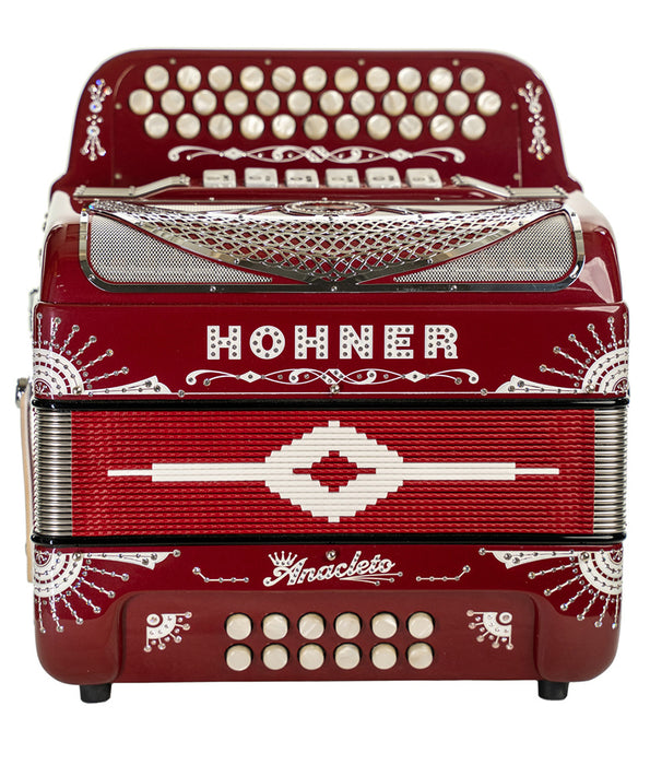 Pre-Owned Hohner Anacleto Norteno Two Tone Compact FBE/EAD Accordion - Red | Used