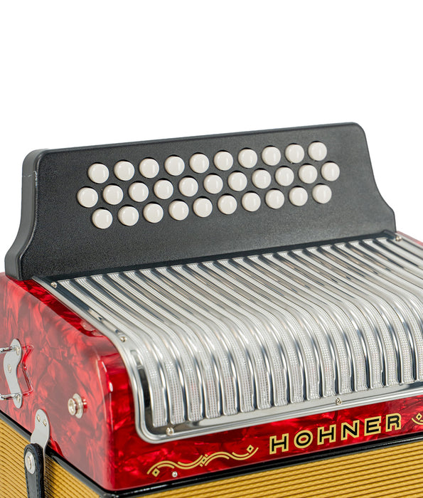 Hohner Corona III B/Eb/Ab Accordion- Red | New