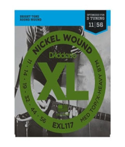D'Addario EXL117 Nickel Wound, Medium Top/Extra-Heavy Bottom, 11-56 Electric Strings