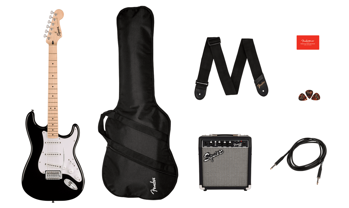 Fender Squier Stratocaster ギグバッグセット Squier Sonic Stratocaster Electric Guitar Pack w/ Amp and Gig Bag