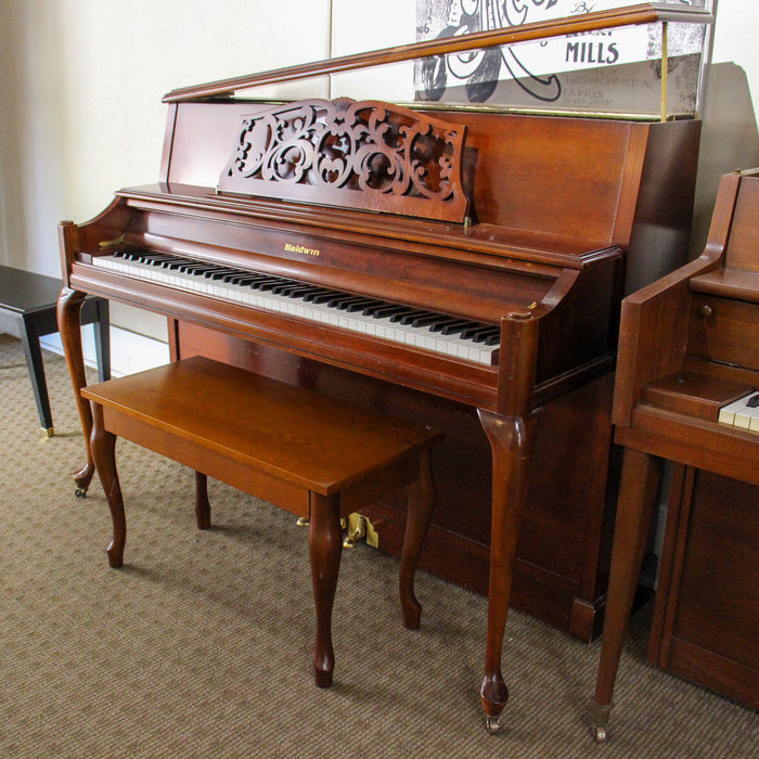 Baldwin Upright Console Piano | Carved Mahogany