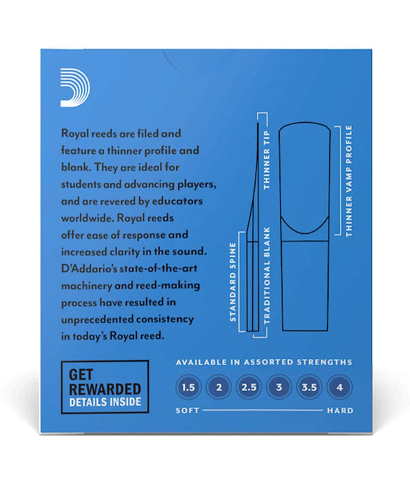 Rico by D'Addario RIB1035 3.5 Rico Royal Soprano Sax Reeds - 10 Pack