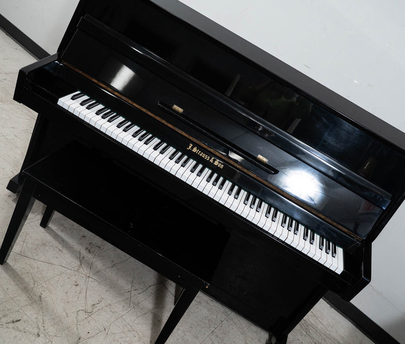 J. Strauss & Son Continental Upright Piano | Polished Ebony | Serial No. 808978 | Used