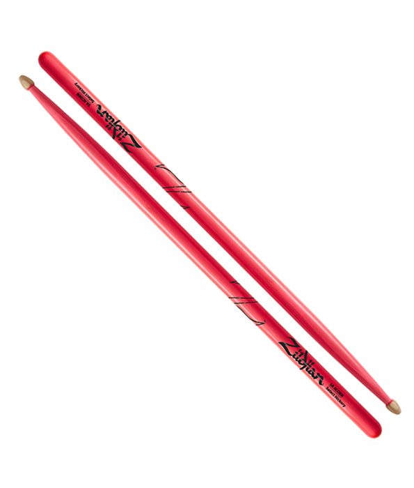 Zildjian 5A Wood Drum Sticks - Neon Pink