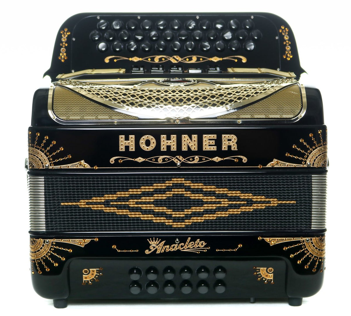 Hohner Anacleto Rey Del Norte III 5S FBbEb Accordion BlackAlamo