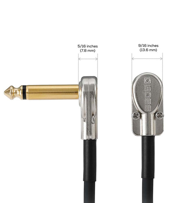 Boss BPC-4 4-Inch Right-Angle Patch Cables w/ 1/4 In. Pancake Connectors- 3 Pack