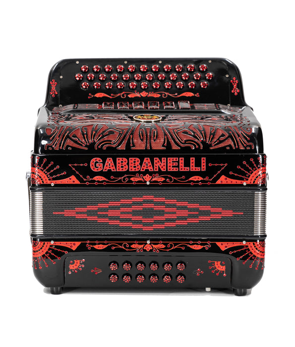 Pre-Owned Gabbanelli Two-Tone Accordion FBbEb-EAD Fa/Mi - Black/Red Sparkle | Used