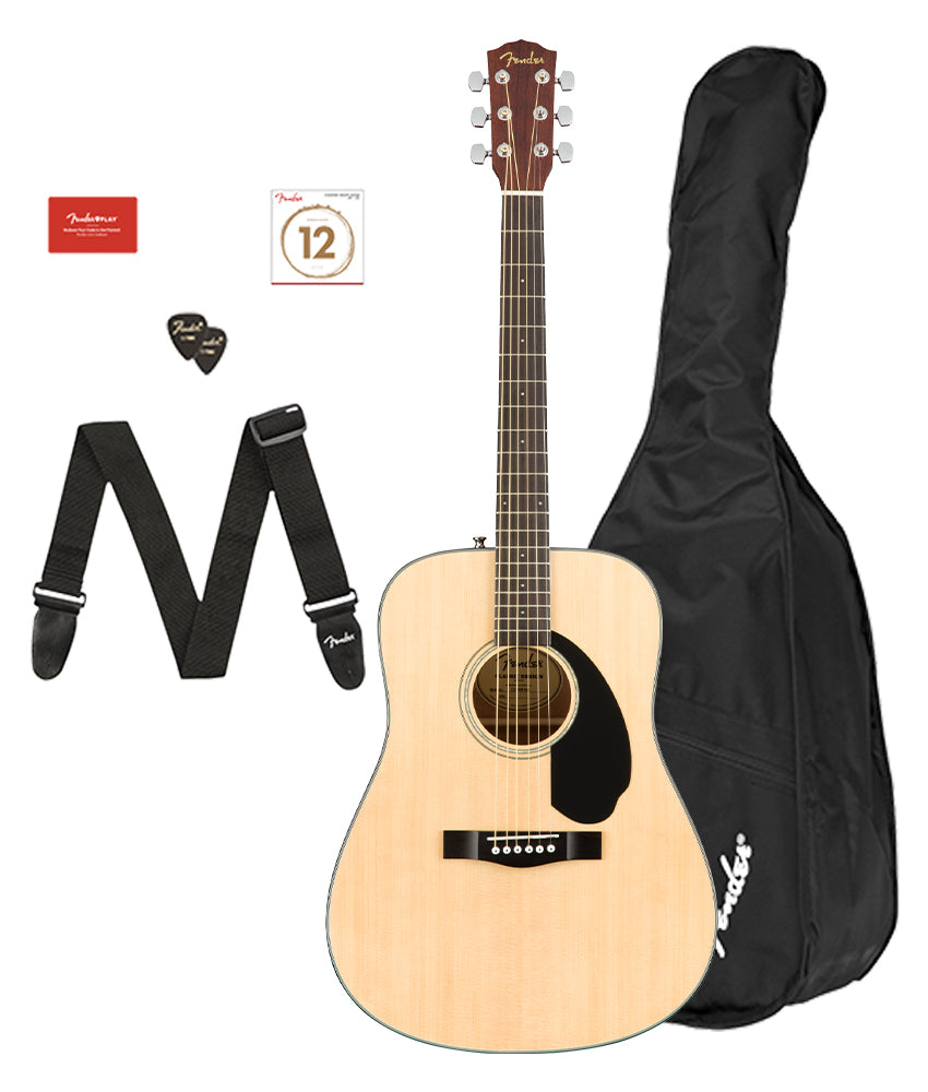 Fender CD-60S Dreadnought Acoustic Guitar Pack V2 - NaturalAlamo