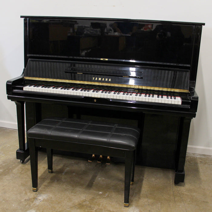 U3H 51" Polished Ebony Studio Piano with bench